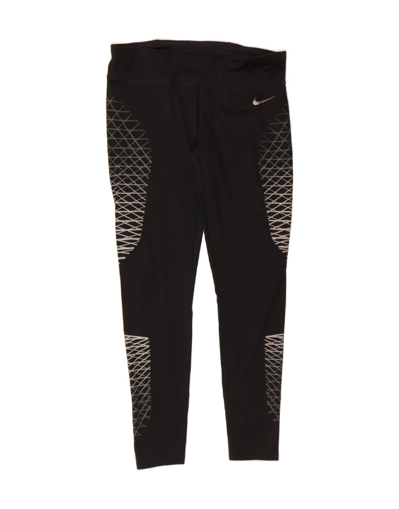 NIKE Womens Dri Fit Leggings UK 18 XL  Black Geometric Polyester Vintage Nike and Second-Hand Nike from Messina Hembry 