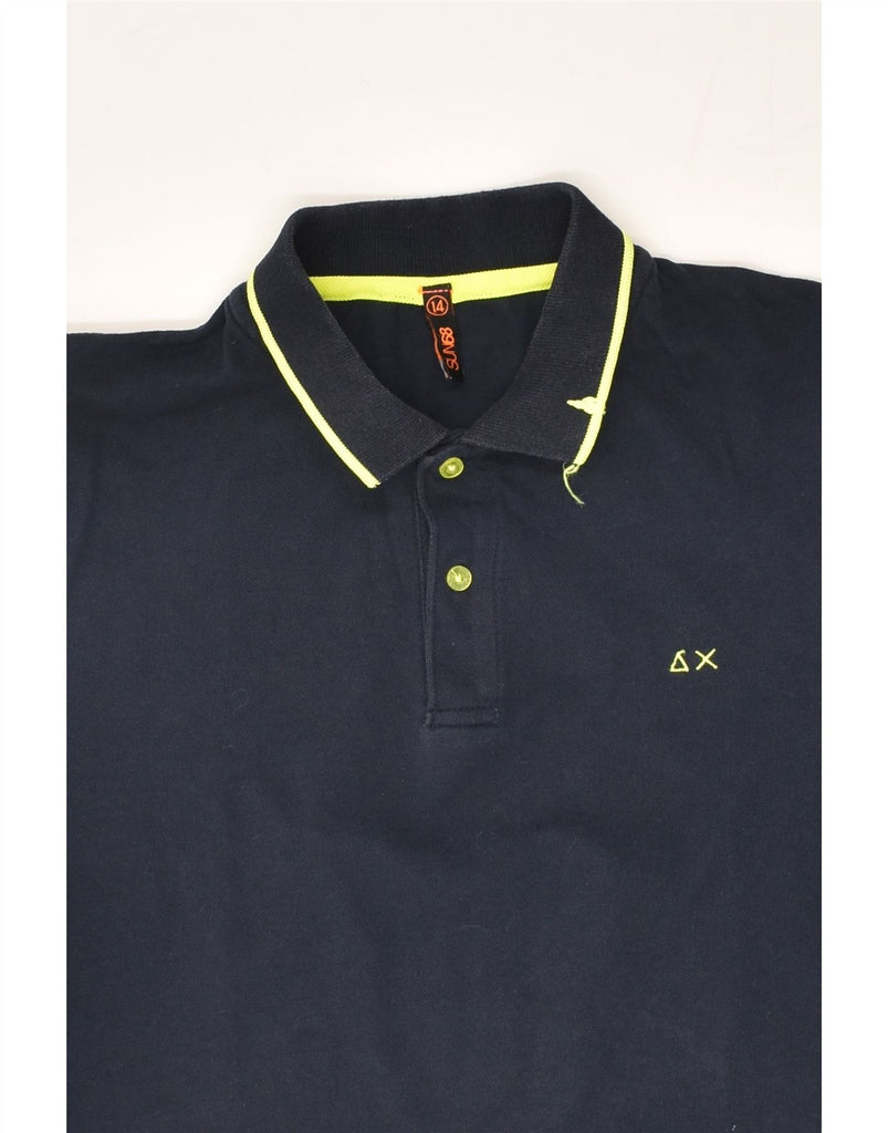 SUN68 Boys Polo Shirt 13-14 Years Navy Blue Cotton | Vintage Sun68 | Thrift | Second-Hand Sun68 | Used Clothing | Messina Hembry 