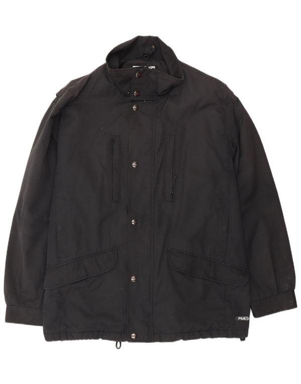 Fila Mens Windbreaker Jacket IT 50 Large Black Polyester