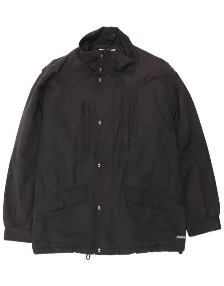 Fila Mens Windbreaker Jacket IT 50 Large Black Polyester