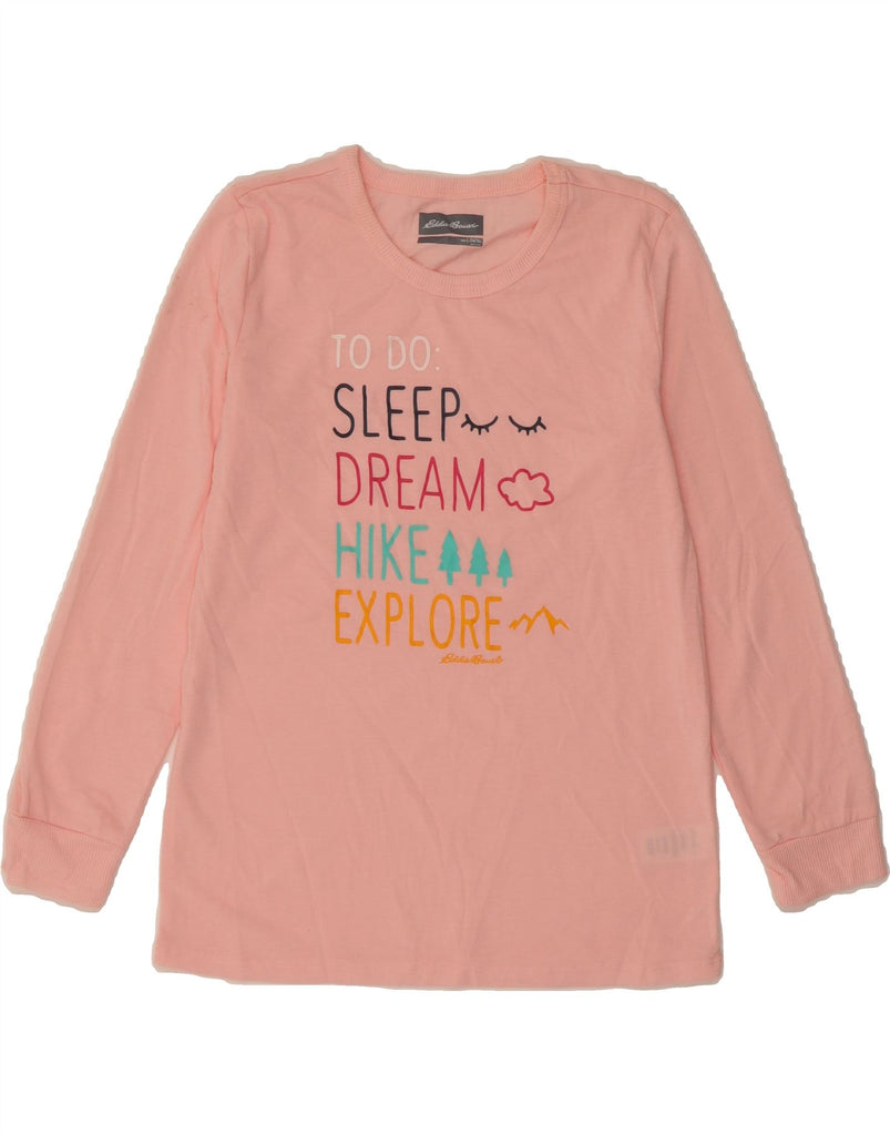 EDDIE BAUER Girls Graphic Top Long Sleeve 14-15 Years Large Pink Polyester Vintage Eddie Bauer and Second-Hand Eddie Bauer from Messina Hembry 