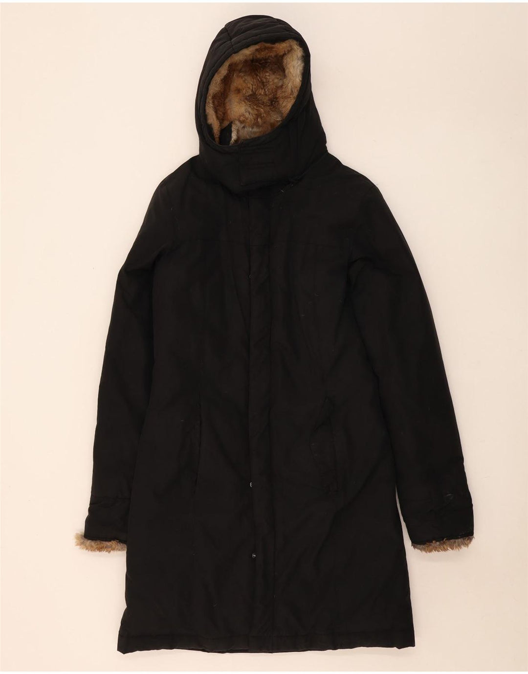 Woolrich Mens Hooded Padded Coat UK 36 Small Black Cotton