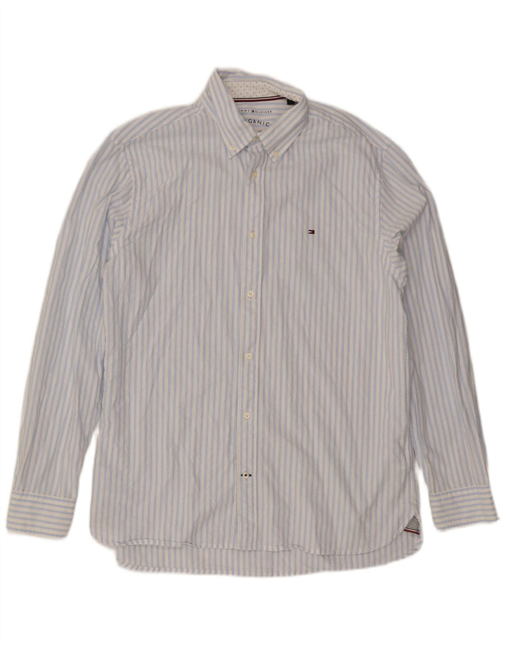 Tommy Hilfiger Mens Shirt XL Blue Pinstripe Cotton