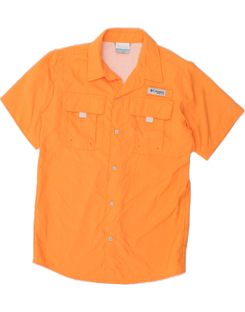 COLUMBIA Boys Short Sleeve Shirt 14-15 Years Large  Orange Polyester Vintage Columbia and Second-Hand Columbia from Messina Hembry 