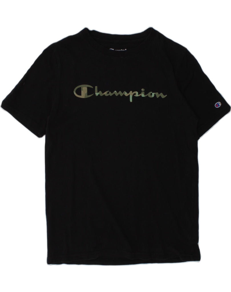 CHAMPION Boys Graphic T-Shirt Top 14-15 Years Large  Black Cotton | Vintage Champion | Thrift | Second-Hand Champion | Used Clothing | Messina Hembry 