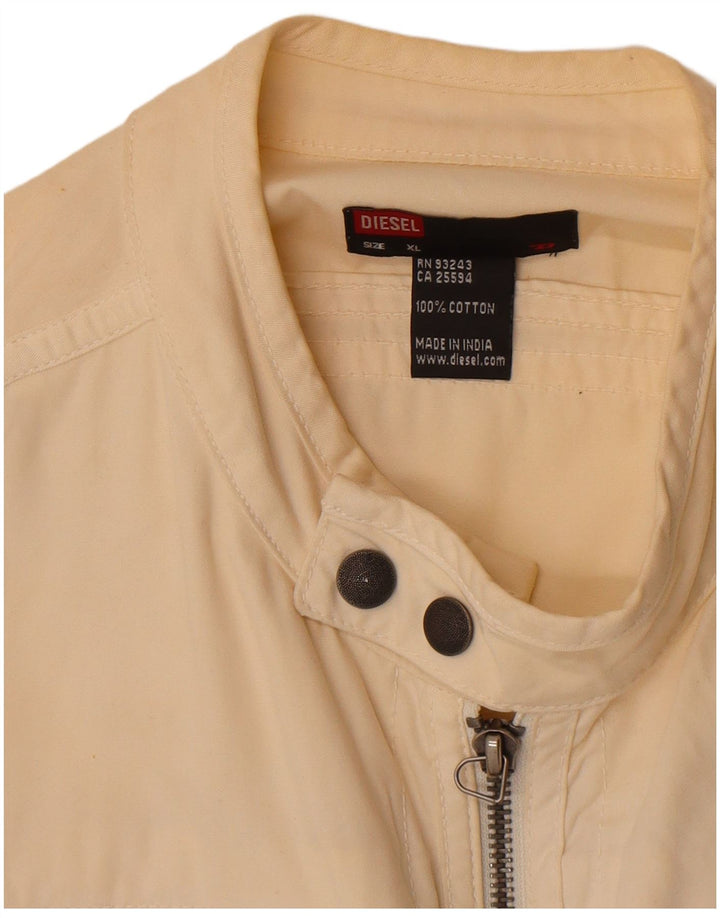 Diesel Womens Bomber Jacket UK 18 XL Off White Cotton
