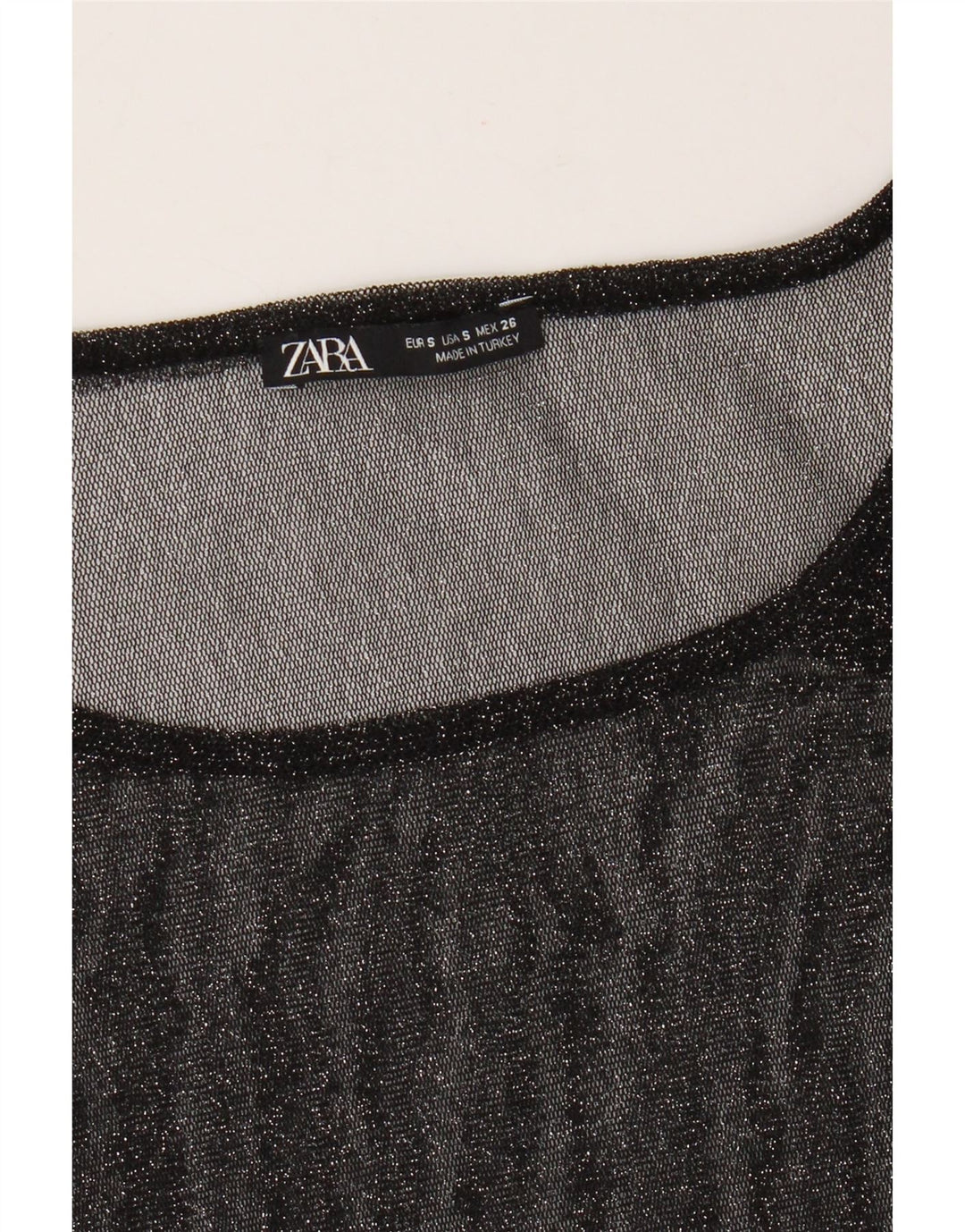 Zara Womens Oversized See Through Top Long Sleeve UK 10 Small Black