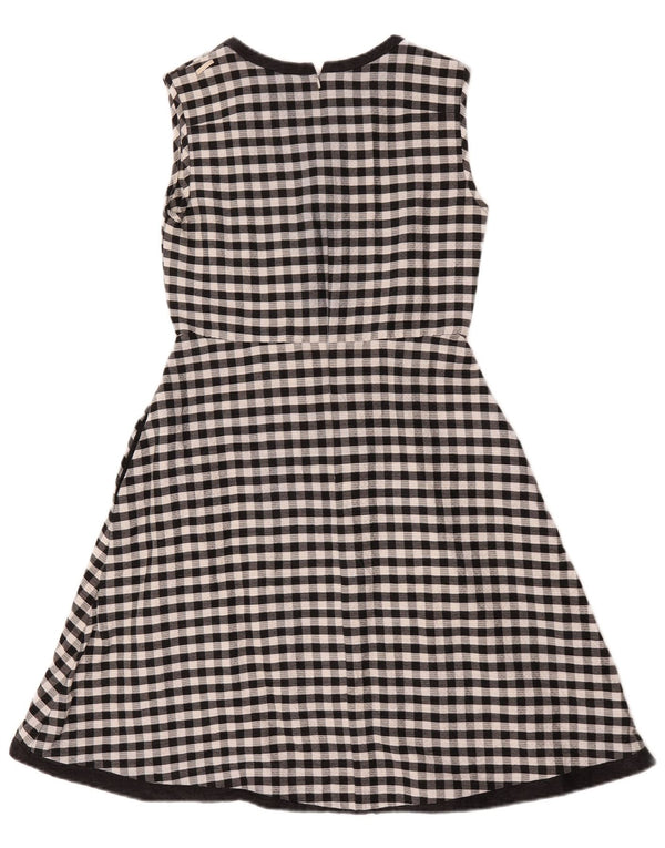 Max Mara Womens Sleeveless A-Line Dress UK 8 Small Black Gingham Cotton