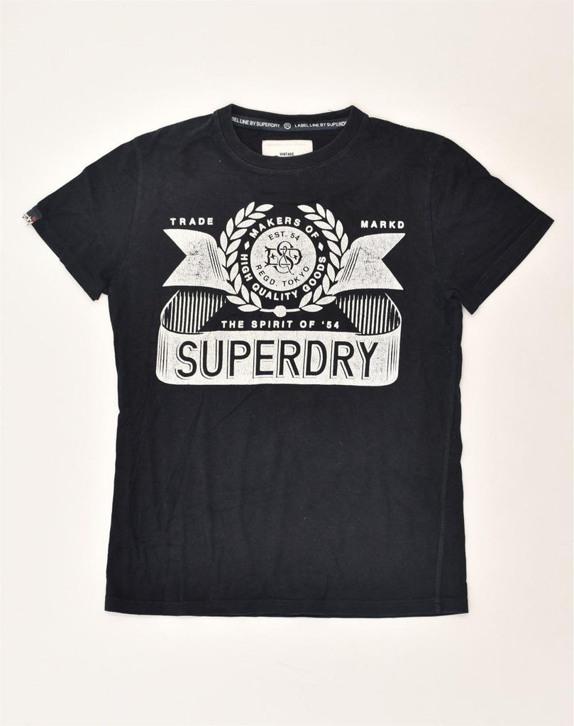 SUPERDRY Mens Premium Graphic T-Shirt Top Medium Navy Blue Cotton | Vintage Superdry | Thrift | Second-Hand Superdry | Used Clothing | Messina Hembry 