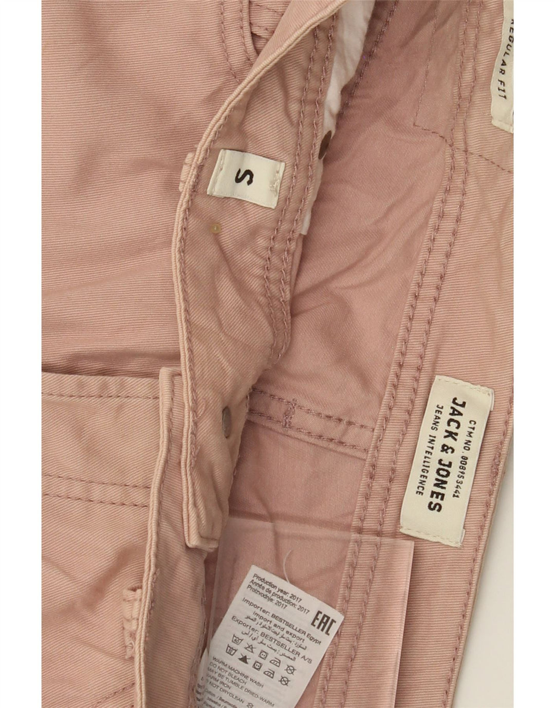 JACK & JONES Mens Regular Fit Chino Shorts Small W29  Pink Cotton