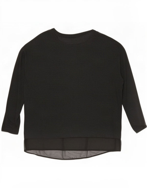 Zara Womens Oversized Top Long Sleeve UK 14 Medium Black Viscose