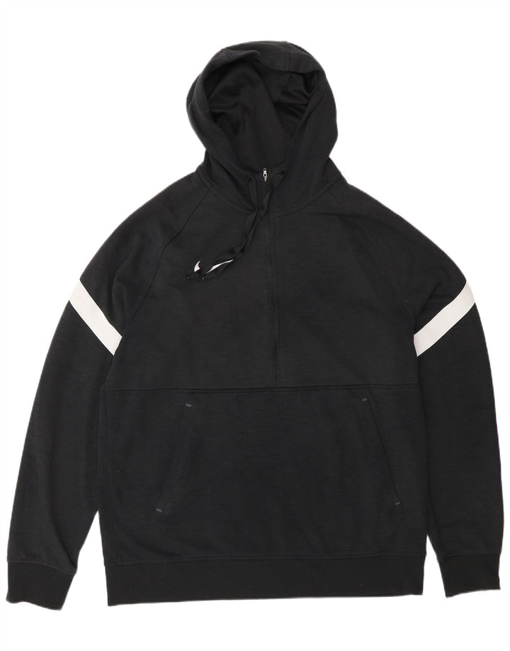Nike Mens Zip Neck Hoodie Jumper Large Black Colourblock Polyester