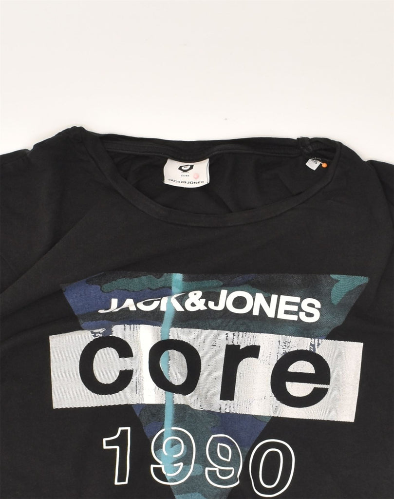 JACK & JONES Mens Core Slim Graphic T-Shirt Top 2XL Black Cotton | Vintage Jack & Jones | Thrift | Second-Hand Jack & Jones | Used Clothing | Messina Hembry 