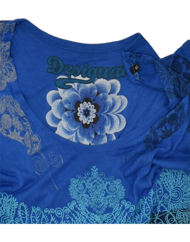 DESIGUAL Womens Graphic A-Line Dress UK 18 XL Blue Paisley Viscose | Vintage Desigual | Thrift | Second-Hand Desigual | Used Clothing | Messina Hembry 