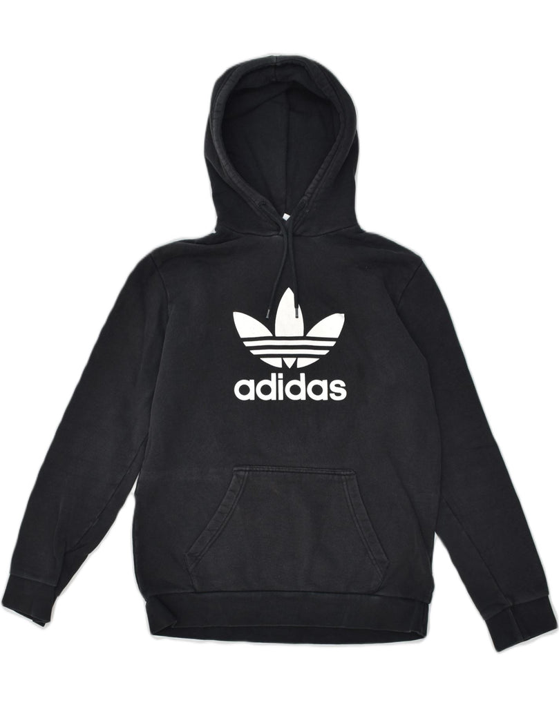 ADIDAS Mens Graphic Hoodie Jumper Small Black Cotton | Vintage Adidas | Thrift | Second-Hand Adidas | Used Clothing | Messina Hembry 