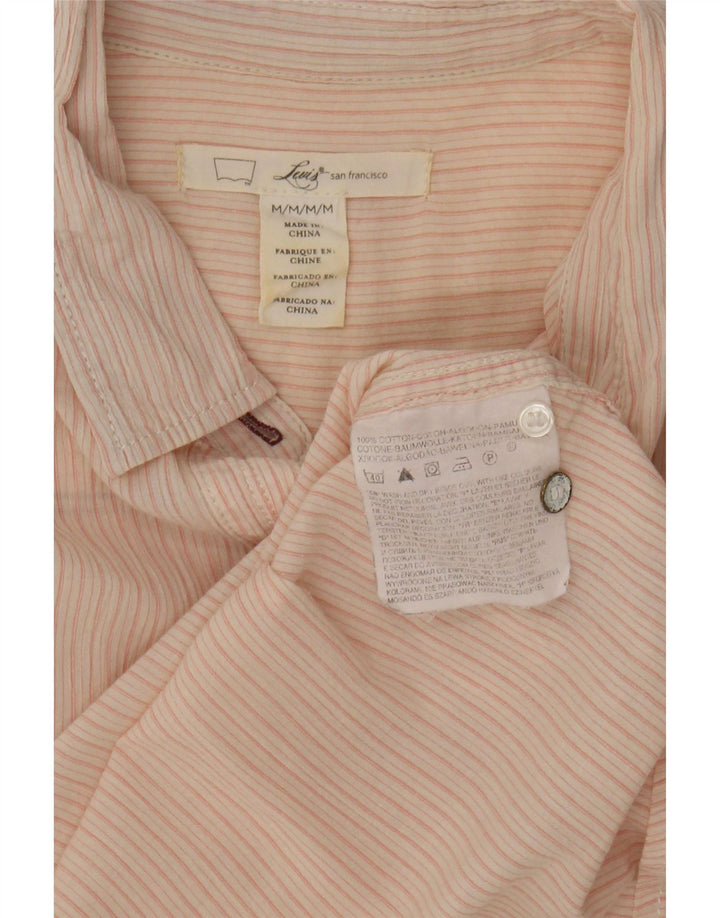 LEVI'S Womens Shirt UK 12 Medium Pink Striped Cotton