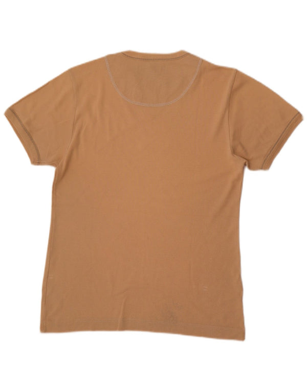 Lee Womens T-Shirt Top UK 14 Large Beige Cotton