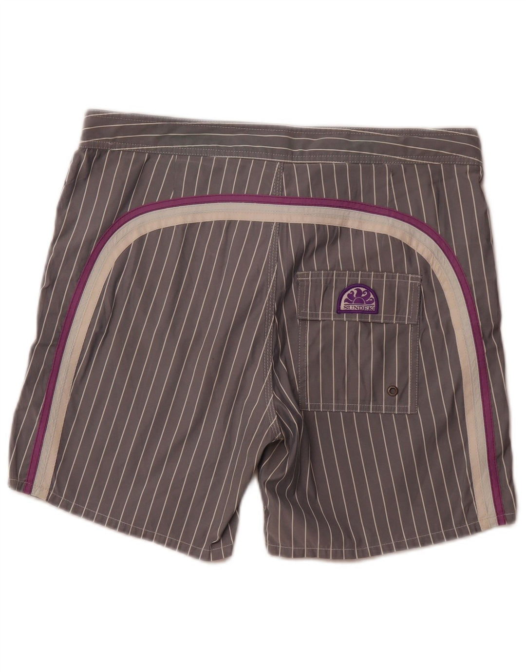SUNDEK Mens Swimming Shorts Medium  Grey Pinstripe Polyester