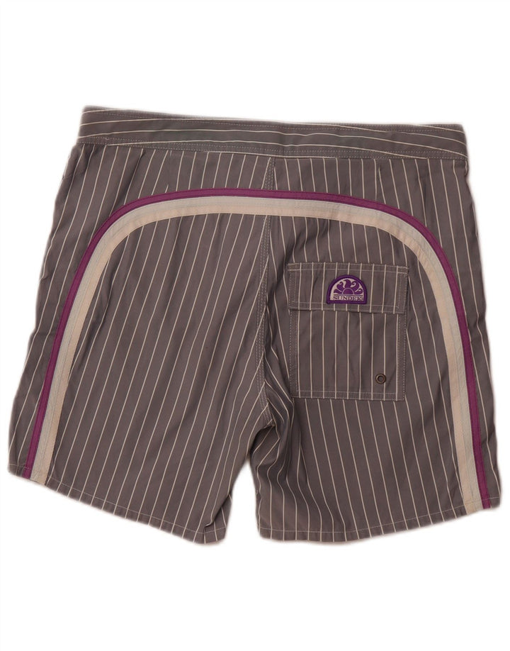 SUNDEK Mens Swimming Shorts Medium  Grey Pinstripe Polyester