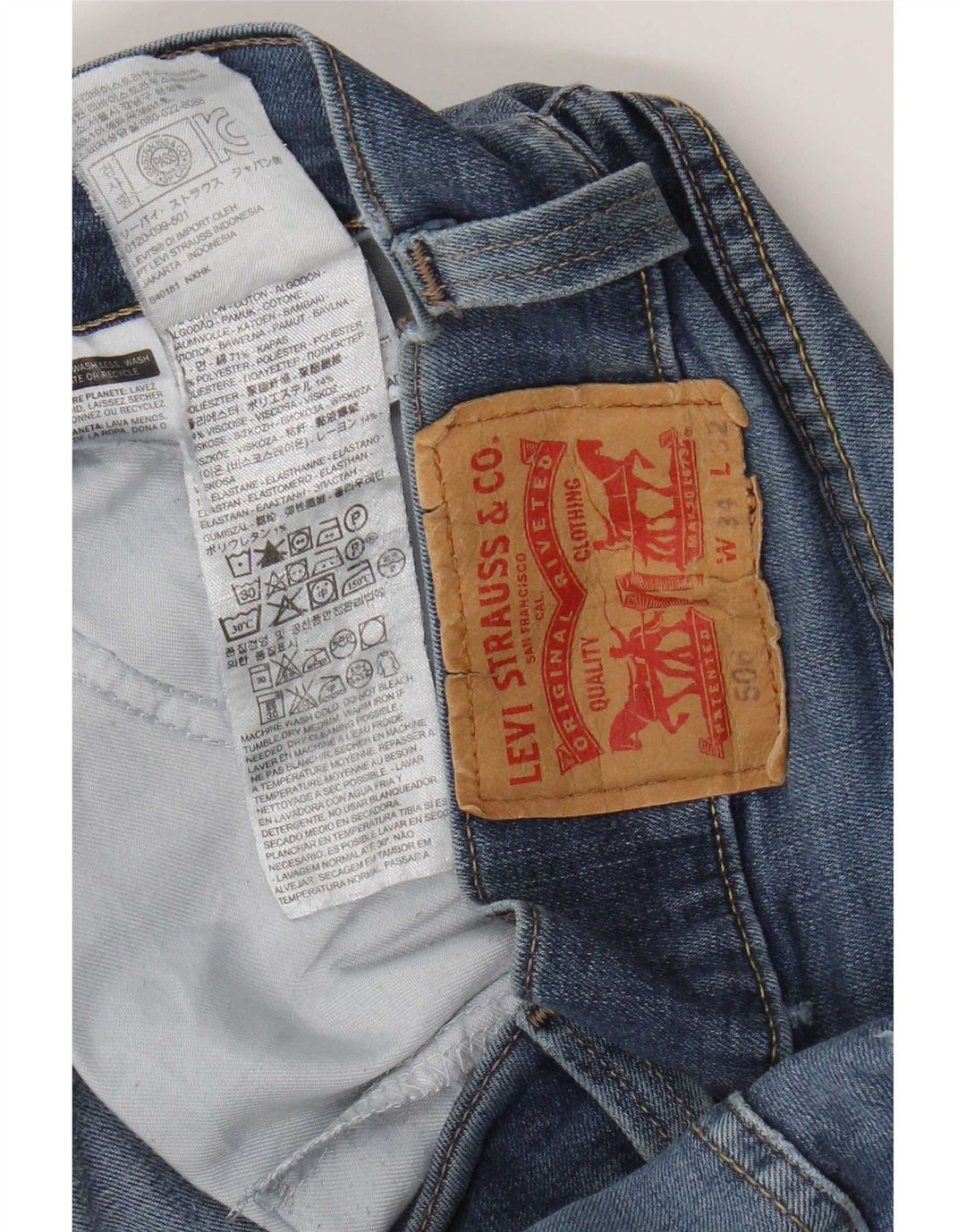Levi's Mens 506 Straight Jeans W34 L32 Blue Cotton