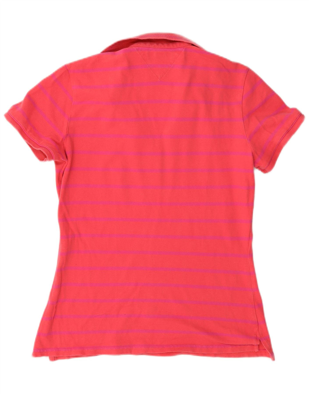 Tommy Hilfiger Womens Regular Fit Polo Shirt UK 14 Medium Red Striped