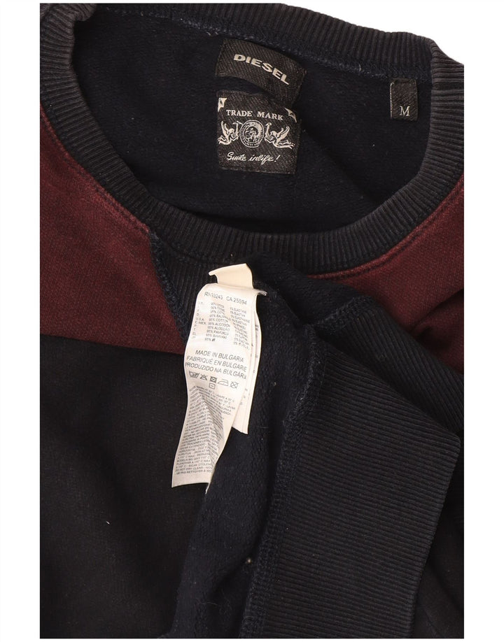 Diesel Mens Sweatshirt Jumper Medium Navy Blue Colourblock Cotton