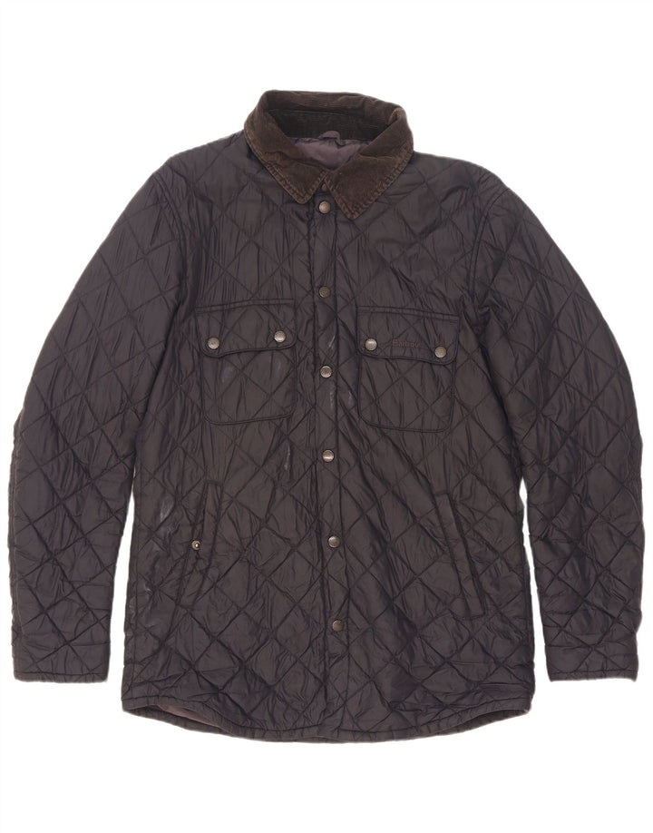 Barbour Mens Quilted Jacket UK 38 Medium Navy Blue Polyamide