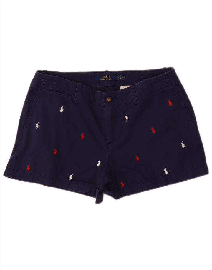 POLO RALPH LAUREN Womens Chino Shorts US 0 XS W30  Navy Blue Spotted