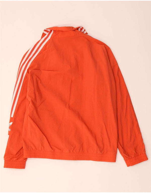Adidas Womens Oversized Tracksuit Top Jacket UK 10 Small Orange Polyester
