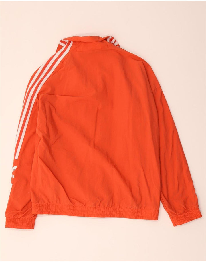 Adidas Womens Oversized Tracksuit Top Jacket UK 10 Small Orange Polyester