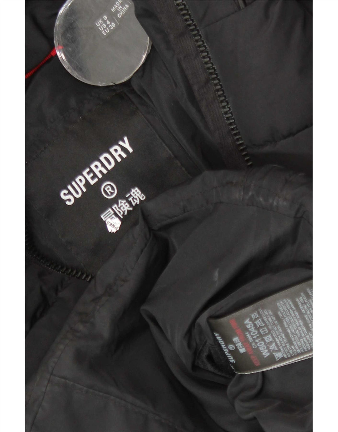 Superdry Womens Graphic Hooded Padded Jacket UK 8 Small Black Polyester