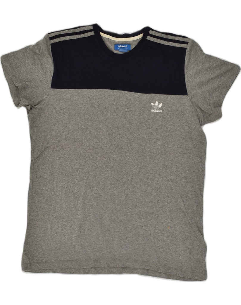 ADIDAS Womens T-Shirt Top UK 18 XL Grey Colourblock Cotton | Vintage Adidas | Thrift | Second-Hand Adidas | Used Clothing | Messina Hembry 