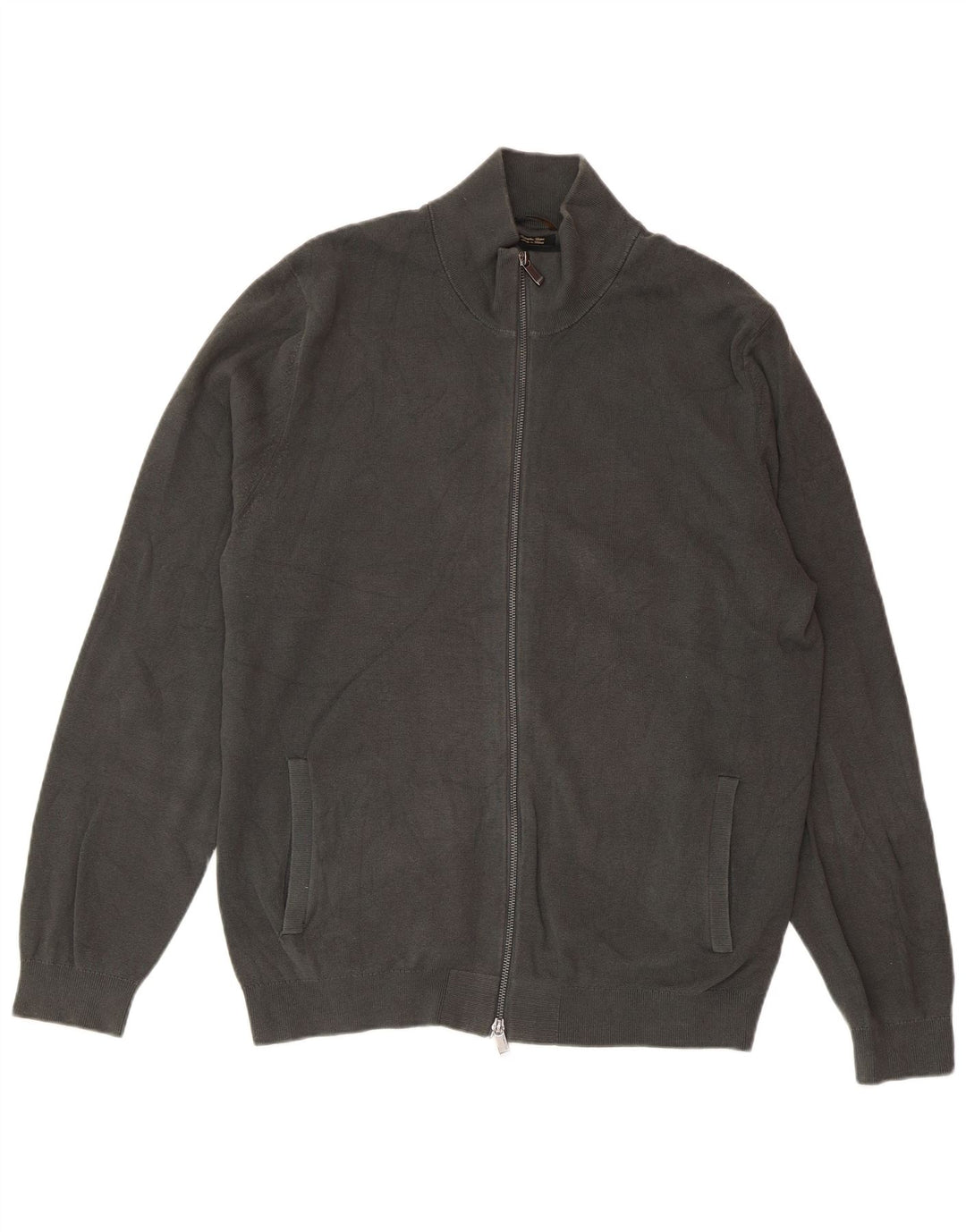 MASSIMO DUTTI Mens Cardigan Sweater 2XL Grey Cotton