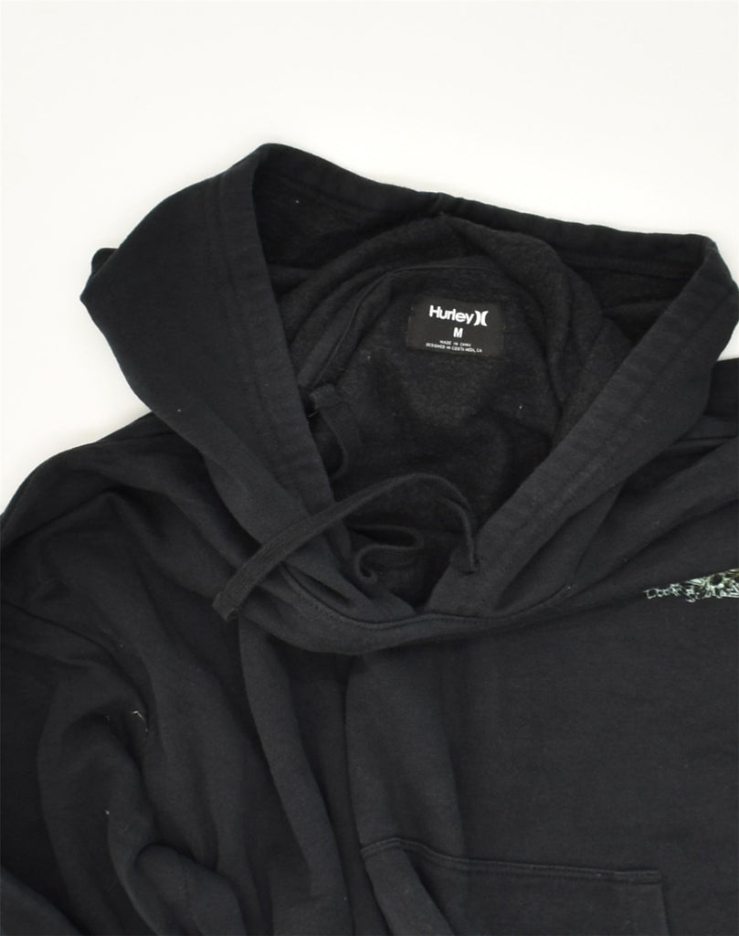 HURLEY Mens Graphic Hoodie Jumper Medium Black Cotton | Vintage Hurley | Thrift | Second-Hand Hurley | Used Clothing | Messina Hembry 