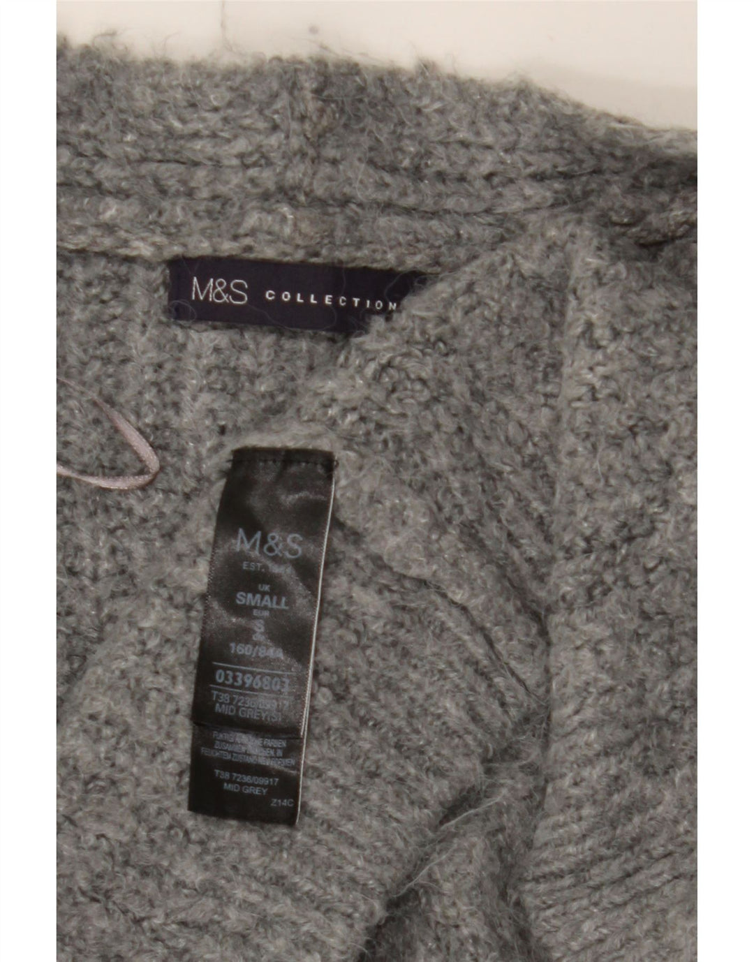 Marks & Spencer Womens Longline Open Cardigan Sweater UK 10 Small Grey