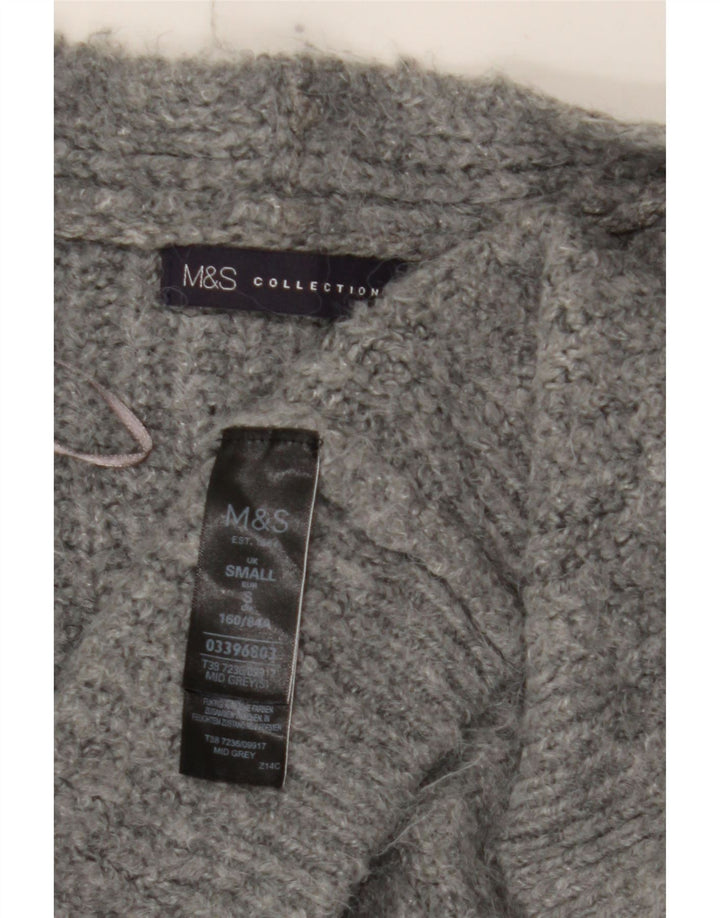 Marks & Spencer Womens Longline Open Cardigan Sweater UK 10 Small Grey