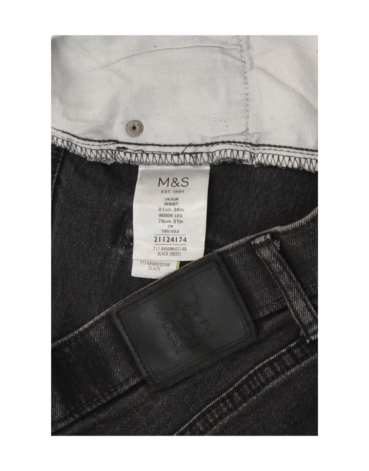 Marks & Spencer Womens Regular Straight Jeans W36 L31 Grey Cotton