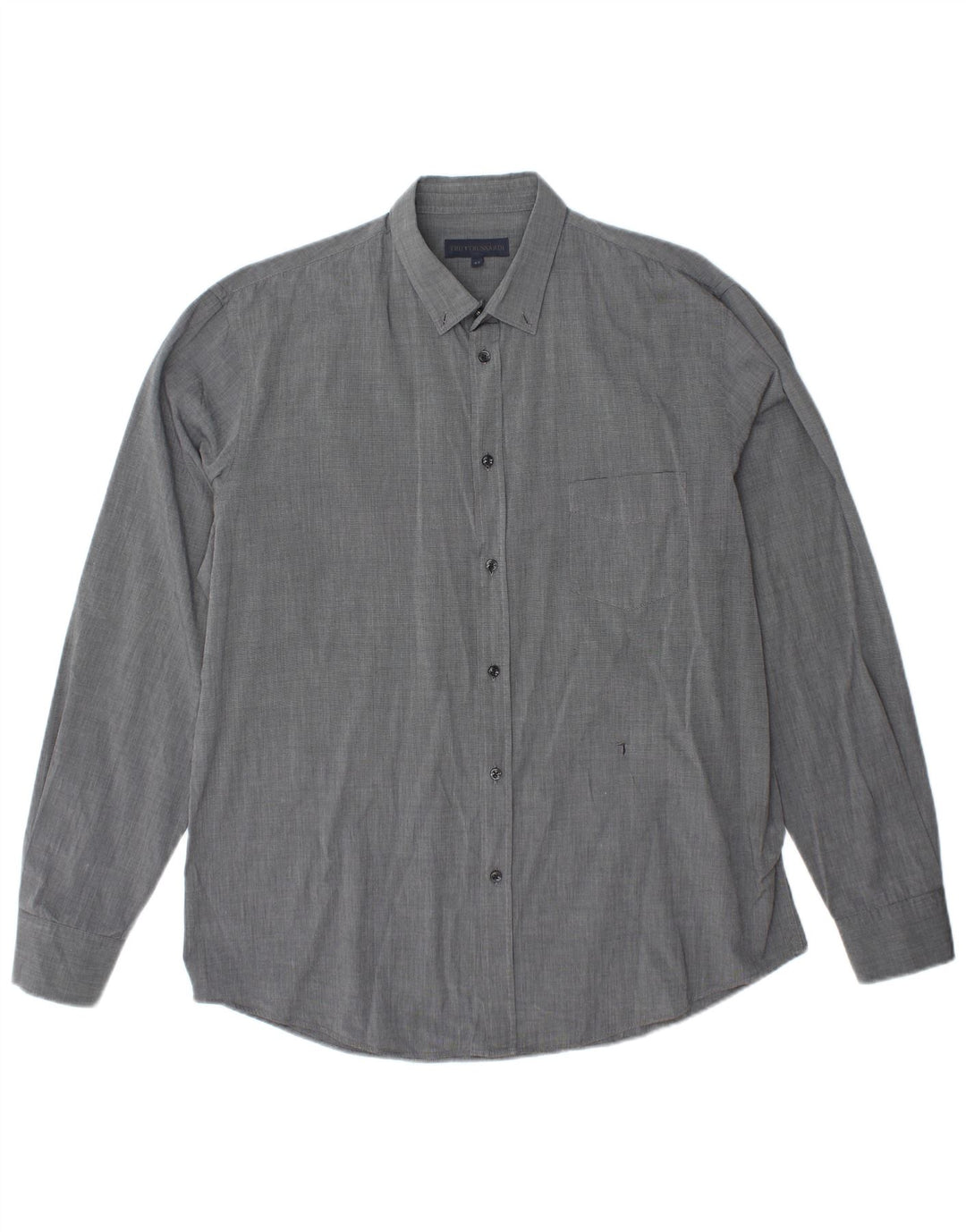 TRUSSARDI Mens Shirt Size 43 Large Grey Pinstripe