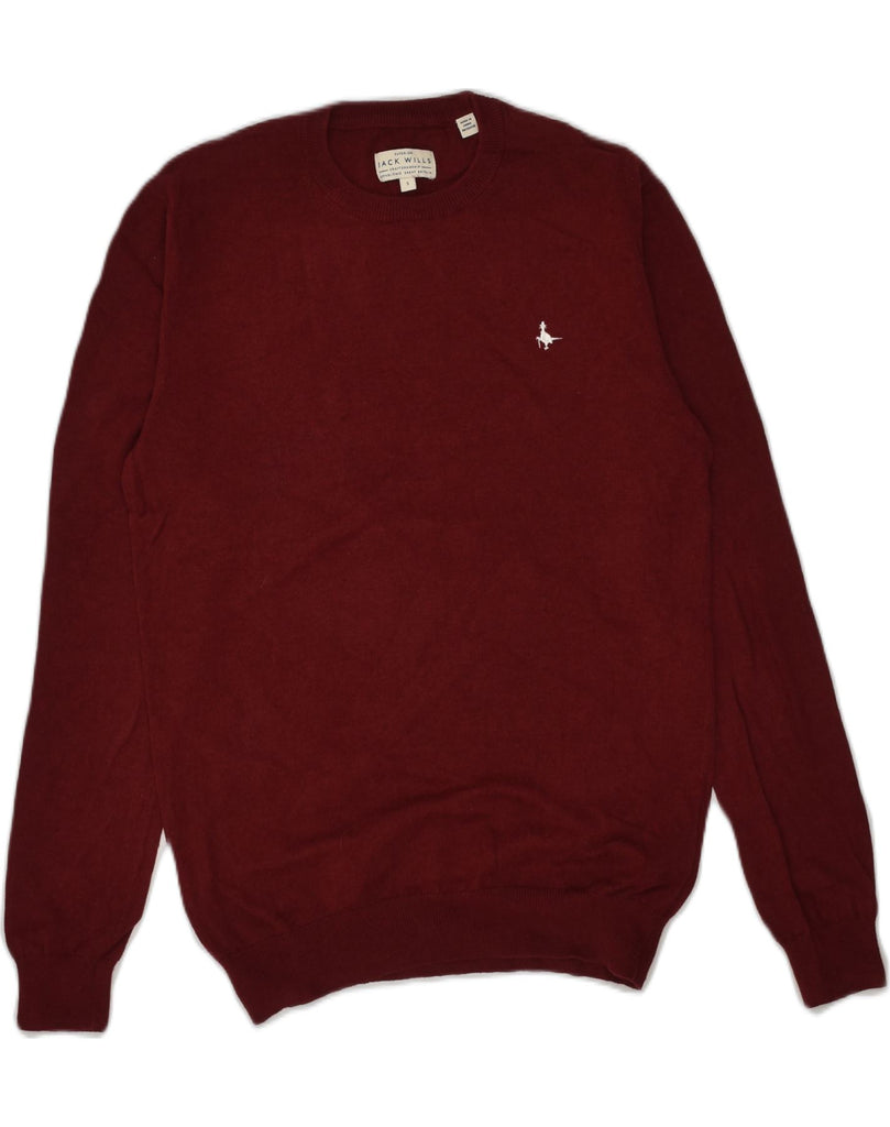 JACK WILLS Mens Crew Neck Jumper Sweater Small Maroon Cotton | Vintage Jack Wills | Thrift | Second-Hand Jack Wills | Used Clothing | Messina Hembry 