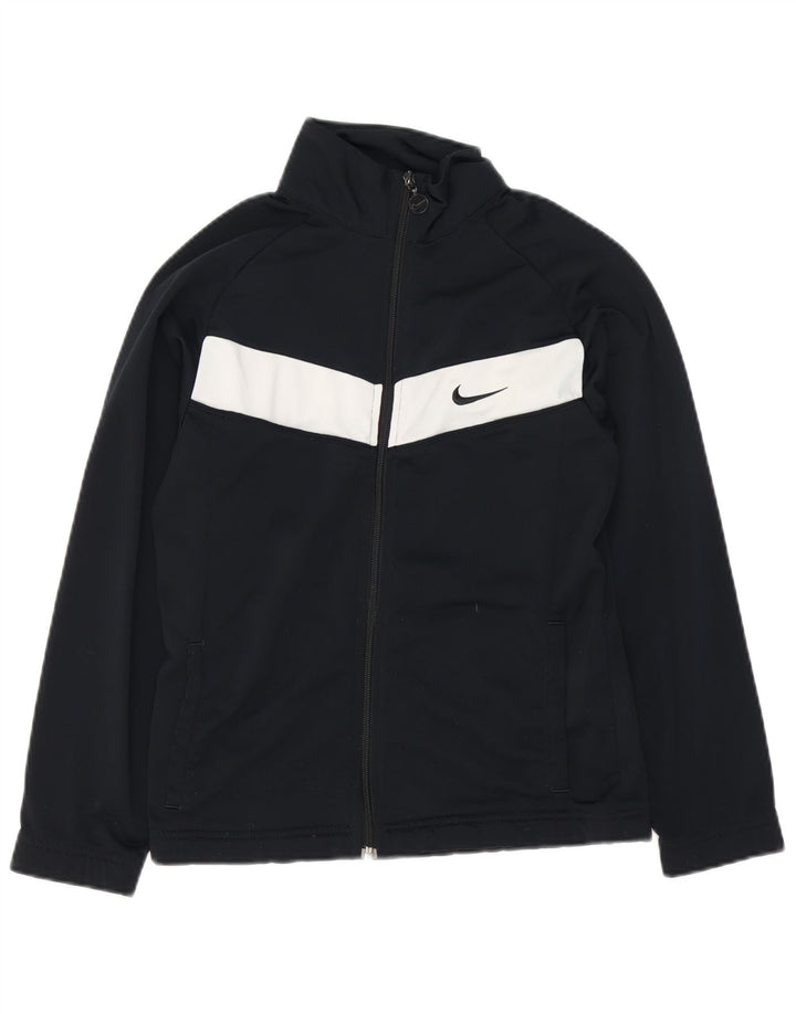 Nike Boys Tracksuit Top Jacket 12-13 Years Large Black Colourblock