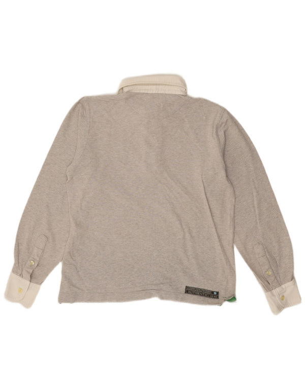 LA MARTINA Mens Long Sleeve Rugby Polo Shirt Small Grey Flecked Cotton