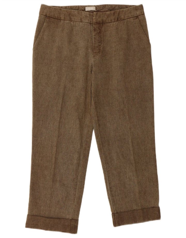 Stefanel Womens Cropped Trousers EU 36 Small W28 L21 Brown Herringbone