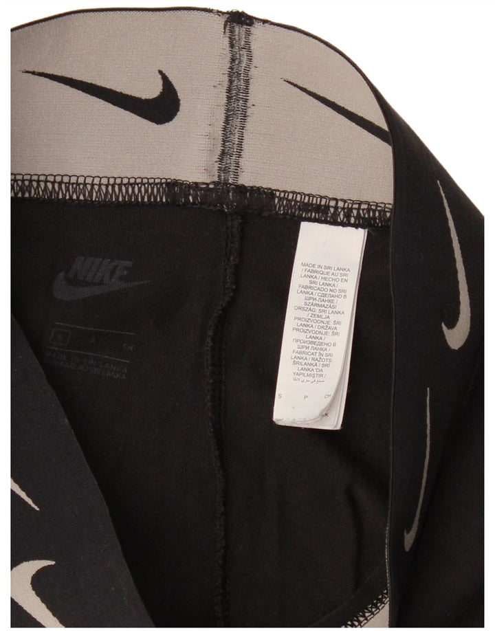 Nike Womens Graphic Leggings UK 10 Small Black Cotton