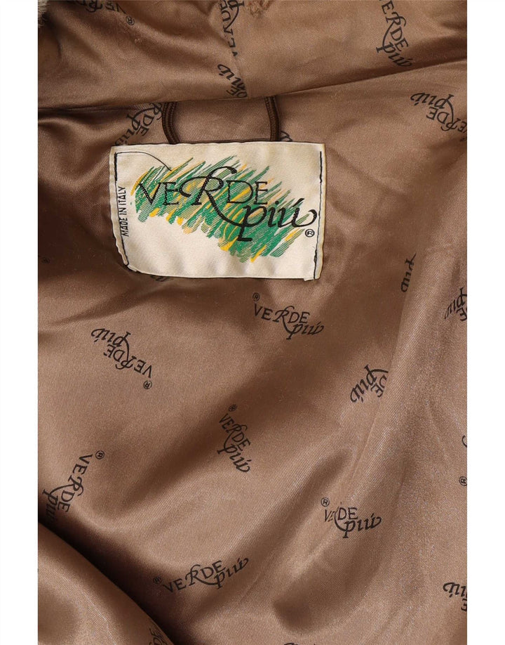 Verde Piu Womens Oversized Hooded Overcoat IT 42 Medium Beige Geometric