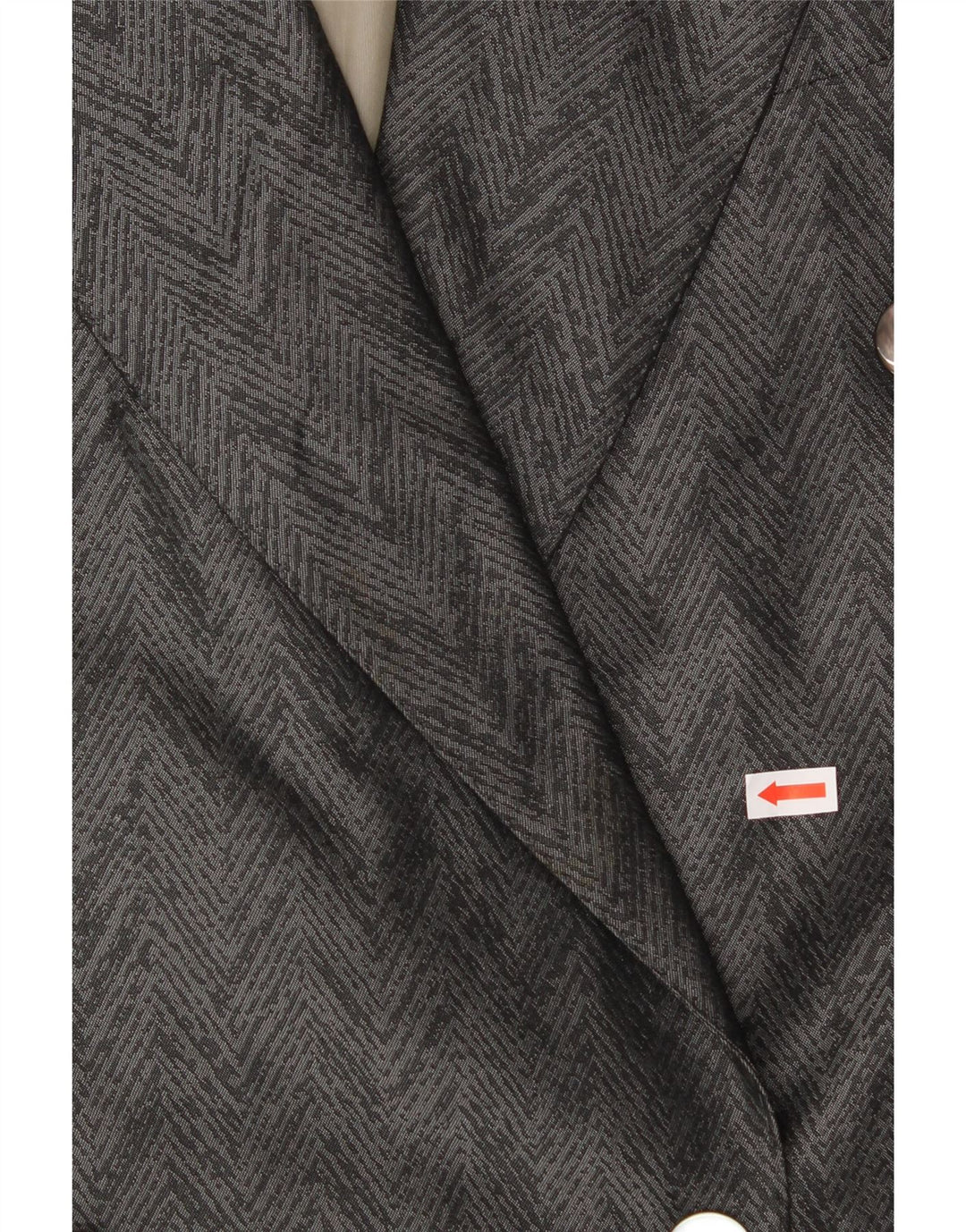 DAMIANI Womens Double Breasted Blazer Jacket IT 56 3XL Grey Chevron Silk Vintage Damiani and Second-Hand Damiani from Messina Hembry 