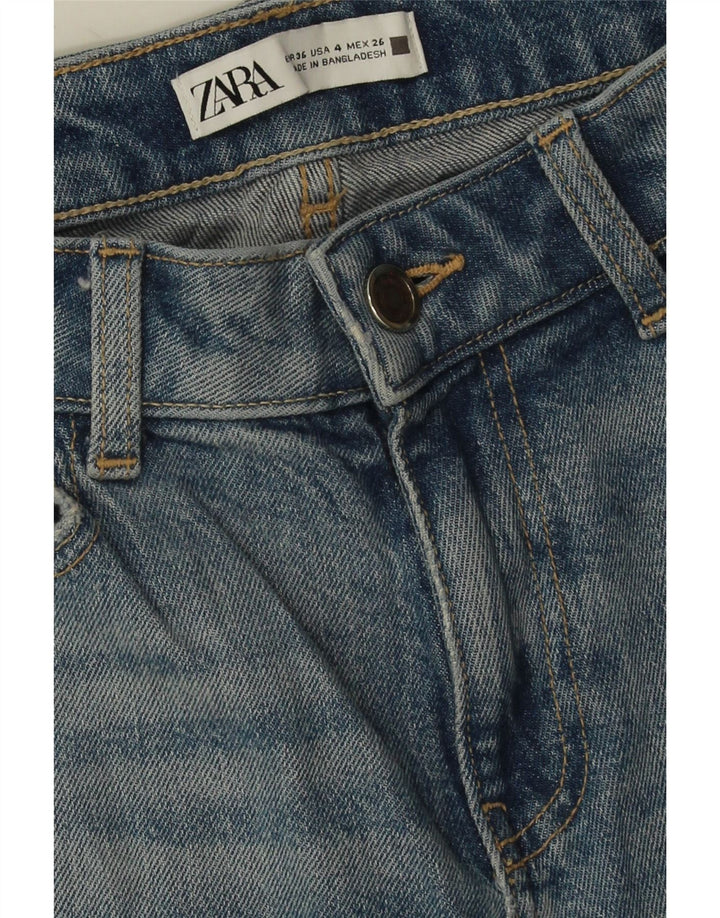 Zara Womens Distressed Slim Jeans EU 36 XS W26 L28 Blue