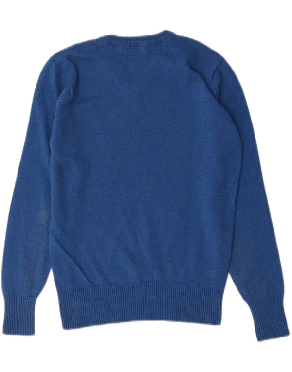 North Sails Boys V-Neck Jumper Sweater 12-13 Years Small Blue Lambswool