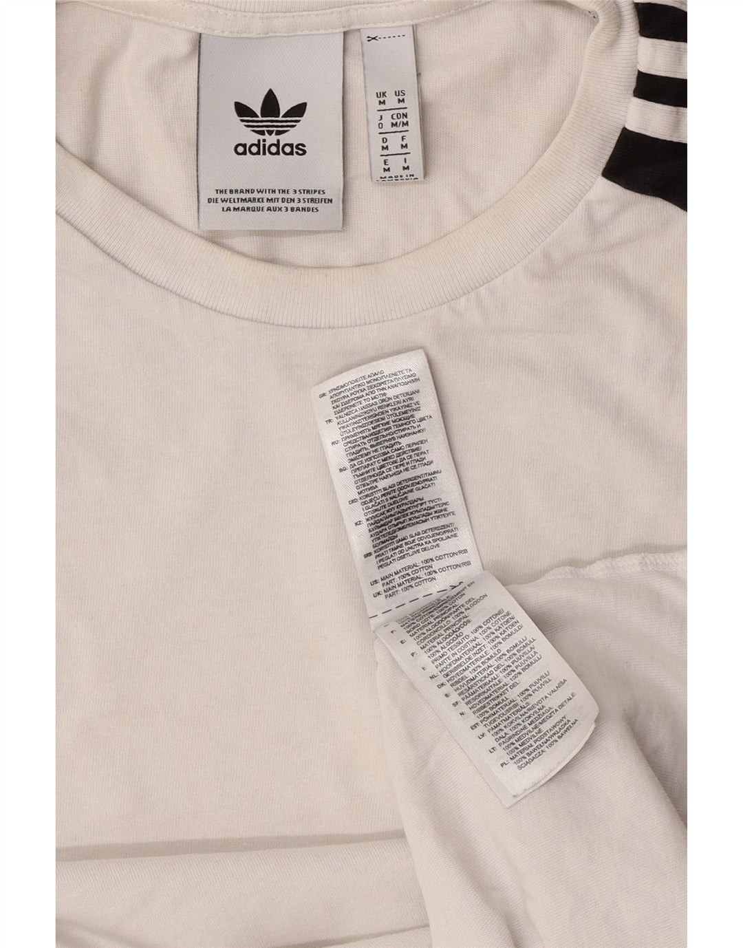 Adidas Mens T-Shirt Top Medium White Colourblock Cotton