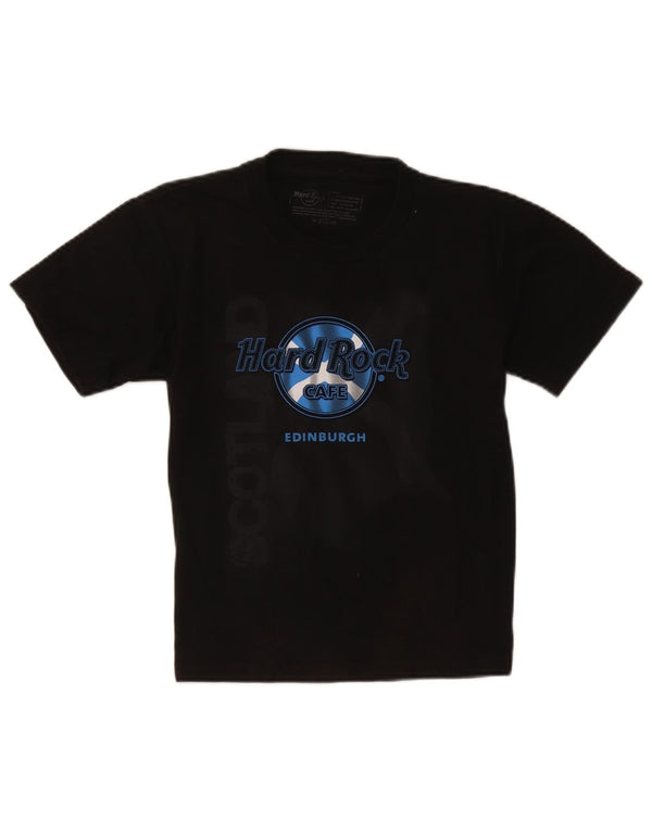 Hard Rock Cafe Womens Edinburgh Graphic T-Shirt Top UK 10 Small Black
