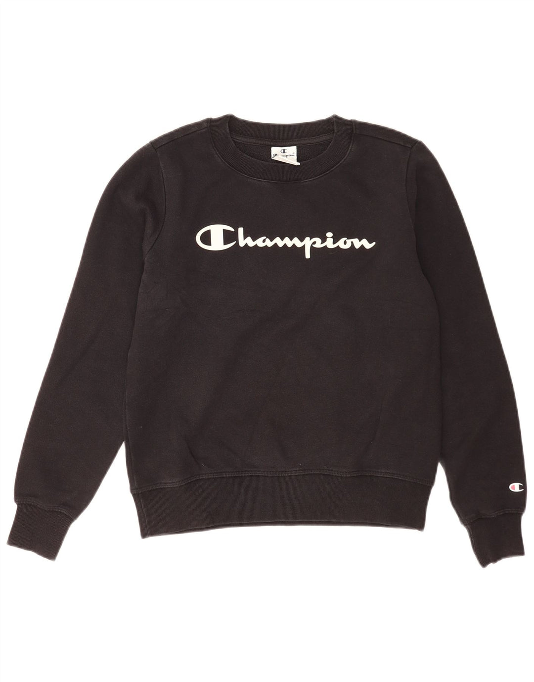 Champion Womens Graphic Oversized Sweatshirt Jumper UK 10 Small Black